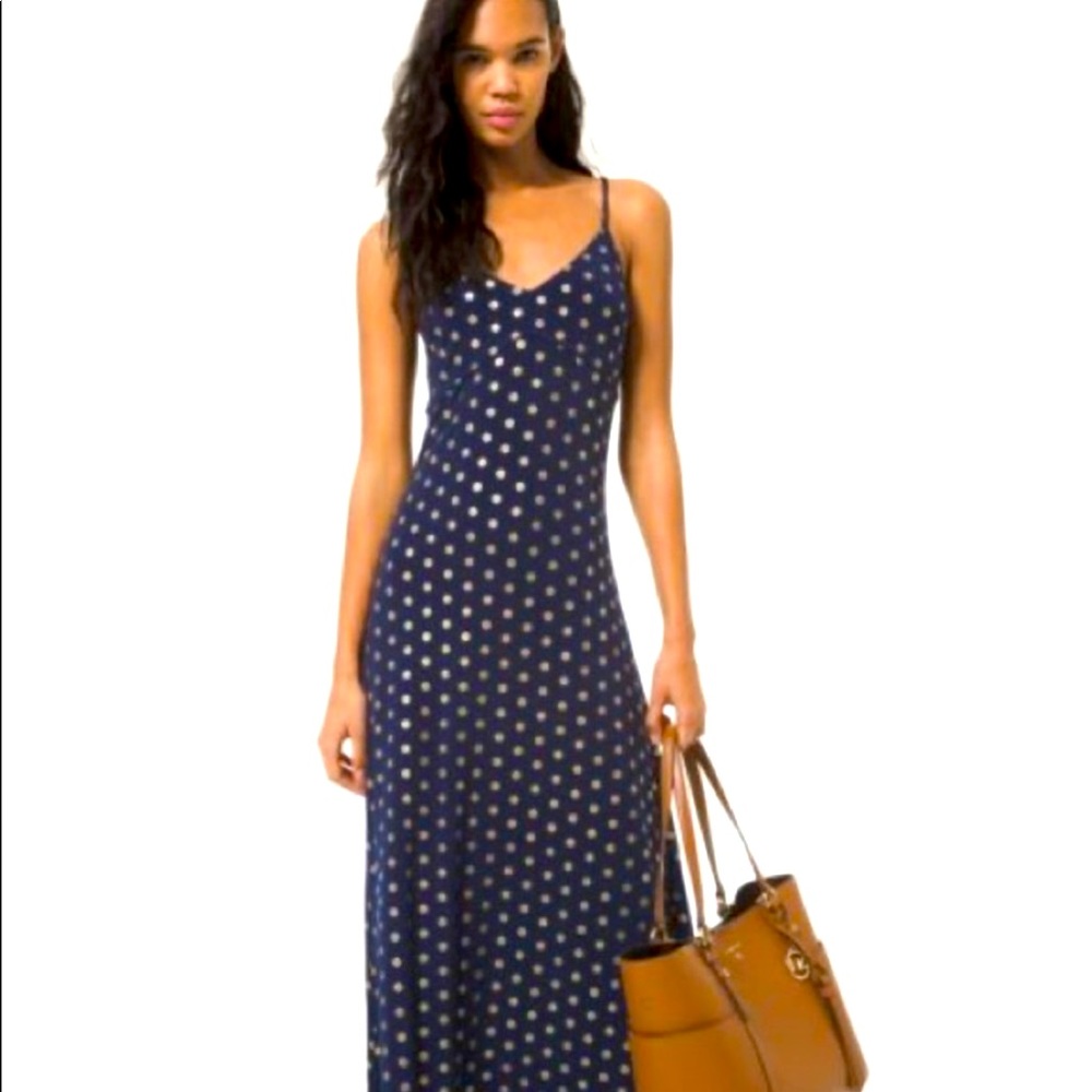 New Michael Kors Navy Blue and Gold Dress